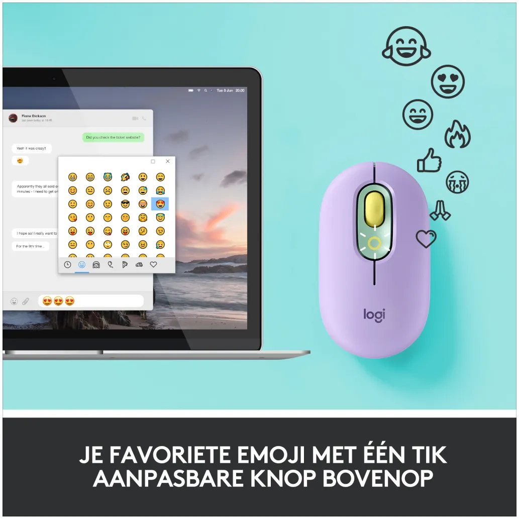 Miš Logitech Brezžična Bluetooth POP Mouse z EMOJI - mint (910-006547) Miš Logitech Brezžična Bluetooth POP Mouse z EMOJI - mint (910-006547)