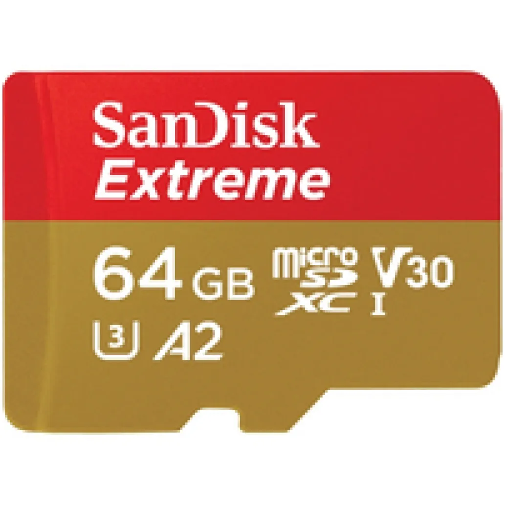 Spominska kartica SDXC-Micro 64GB Sandisk Etreme 160MB/s 60MB/s U3 V30 UHS-I (SDSQXA2-064G-GN6MA) +adapter Spominska kartica SDXC-Micro 64GB Sandisk Etreme 160MB/s 60MB/s U3 V30 UHS-I (SDSQXA2-064G-GN6MA) +adapter
