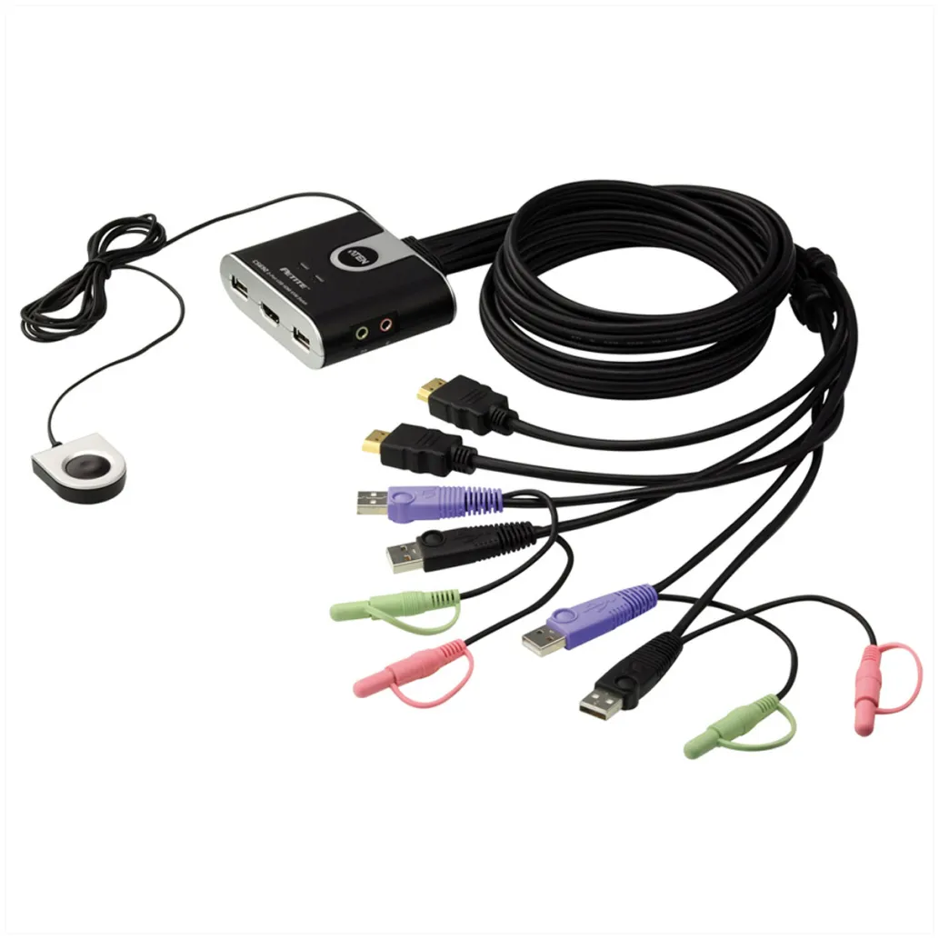 Podatkovni preklopnik Aten AUTO 2:1 mini 2xKVM 3xHDMI 2xUSB 6xUSB 3xAudio s kabli CS692 Podatkovni preklopnik Aten AUTO 2:1 mini 2xKVM 3xHDMI 2xUSB 6xUSB 3xAudio s kabli CS692