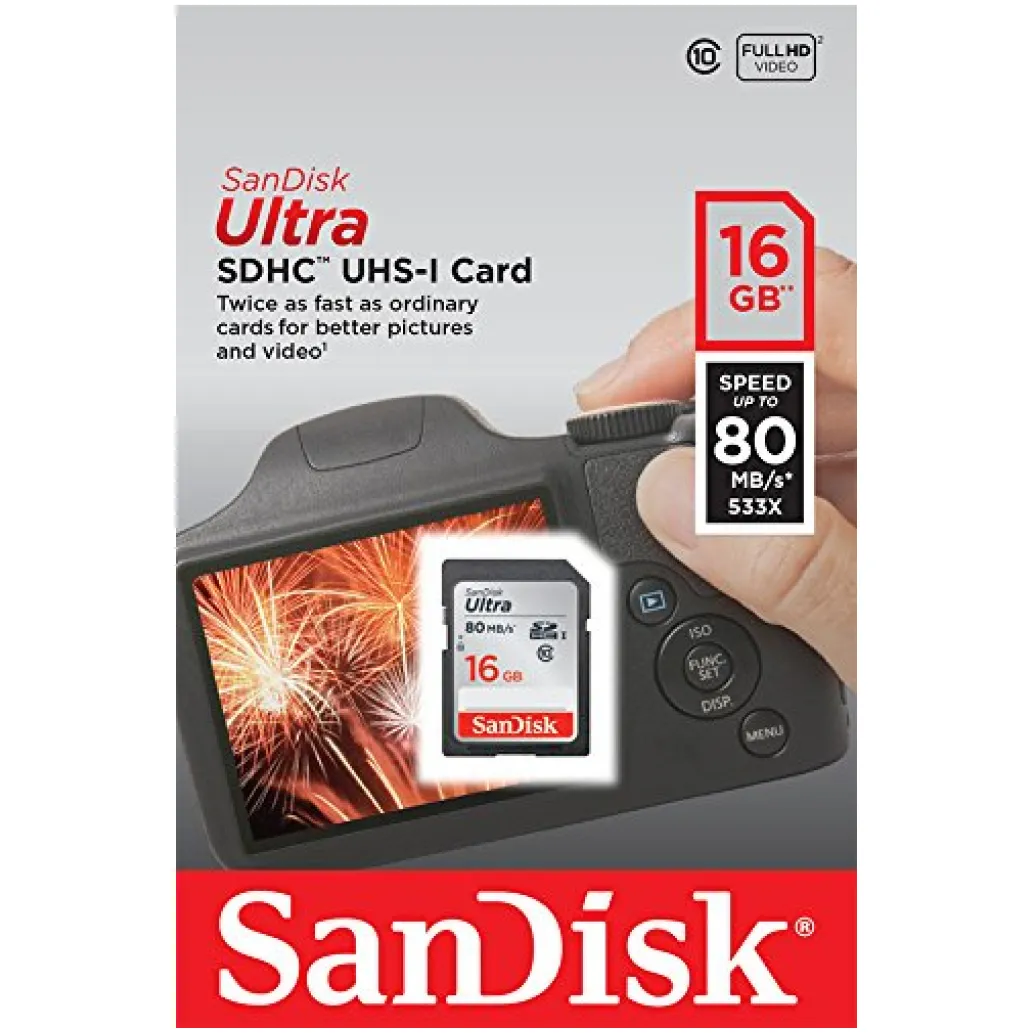 Spominska kartica SDHC 16GB Sandisk Ultra 80MB/s UHS-I (SDSDUNC-016G-GN6IN) + Spominska kartica SDHC 16GB Sandisk Ultra 80MB/s UHS-I (SDSDUNC-016G-GN6IN) +
