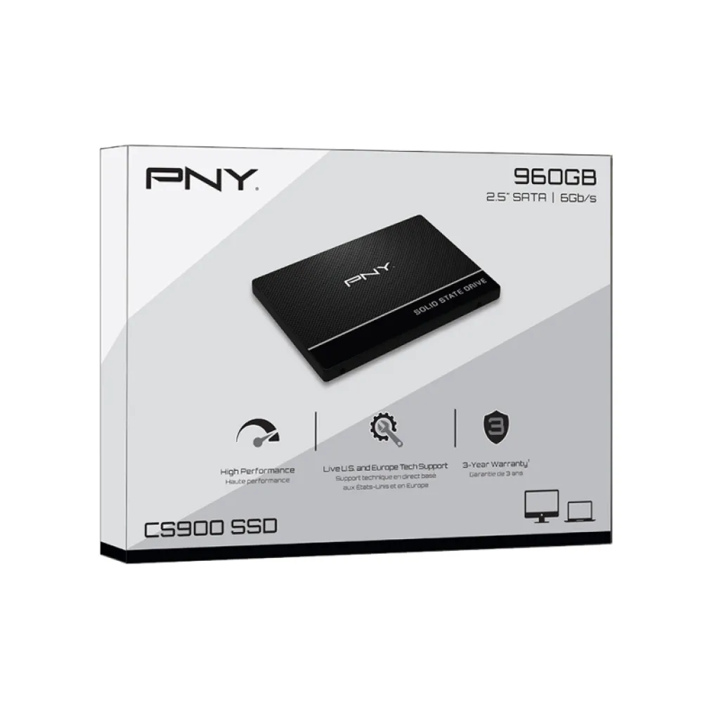 Disk SSD 6,4cm (2,5") 960GB SATA3 PNY CS900 3D TLC NAND 535/515MB/s (SSD7CS900-960-PB) Disk SSD 6,4cm (2,5") 960GB SATA3 PNY CS900 3D TLC NAND 535/515MB/s (SSD7CS900-960-PB)