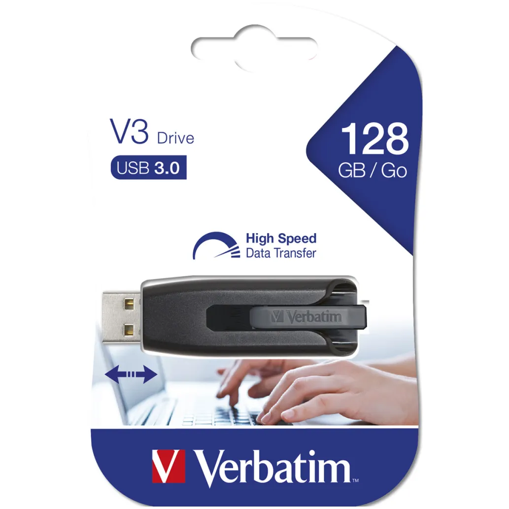 Spominski ključek 128GB USB 3.2 Verbatim Store'n'Go V3 80MB/s 25MB/s plastičen izvlečni črn (49189) Spominski ključek 128GB USB 3.2 Verbatim Store'n'Go V3 80MB/s 25MB/s plastičen izvlečni črn (49189)