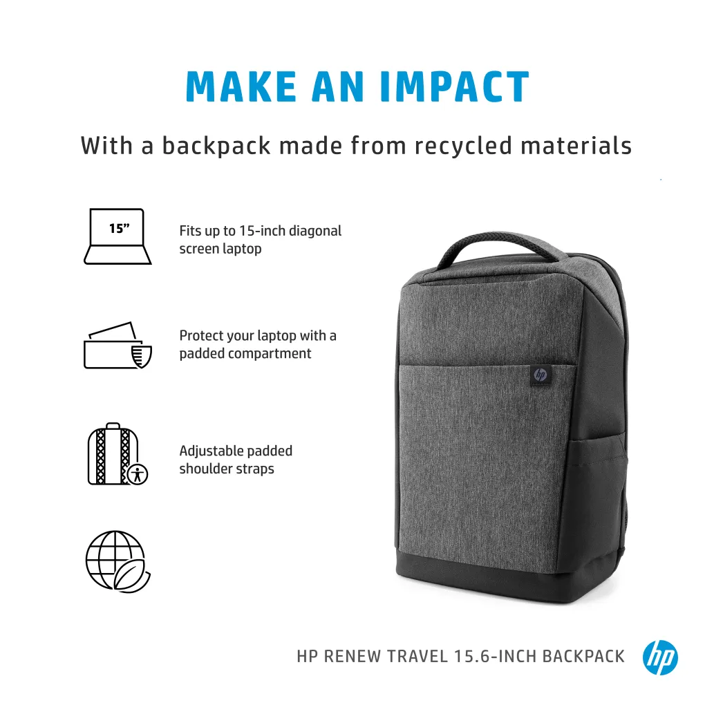 Nahrbtnik za notesnik 39,6 cm (15,6″) HP Renew Travel siv (2Z8A3AA) Nahrbtnik za notesnik 39,6 cm (15,6″) HP Renew Travel siv (2Z8A3AA)