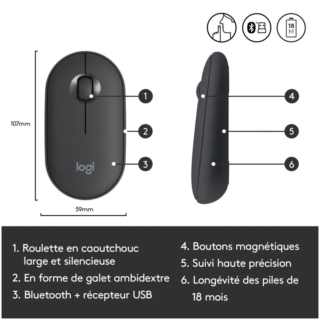 Miš brezžična + Bluetooth Logitech M350 Pebble grafitna EOL (910-005718) Miš brezžična + Bluetooth Logitech M350 Pebble grafitna EOL (910-005718)