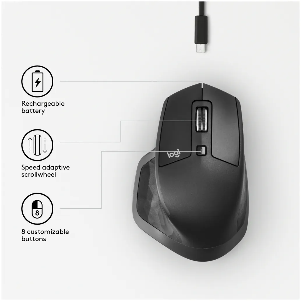 Miš brezžična + Bluetooth Logitech MX Master 2S 4000DPI Unifying polnilna grafitna (910-005139) Miš brezžična + Bluetooth Logitech MX Master 2S 4000DPI Unifying polnilna grafitna (910-005139)