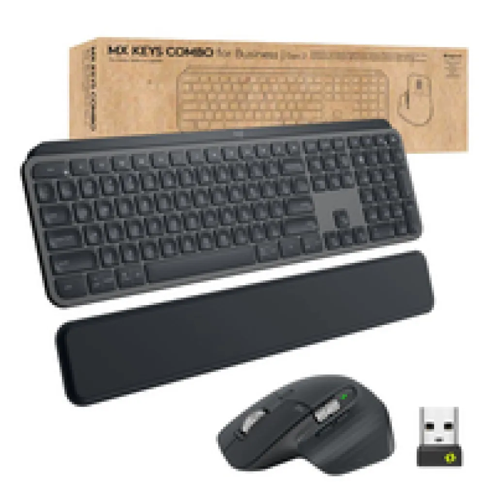 Tipkovnica in miš Logitech brezžična Bluetooth MX Keys Combo US international črna Bolt USB reciever (920-010932) Tipkovnica in miš Logitech brezžična Bluetooth MX Keys Combo US international črna Bolt USB reciever (920-010932)