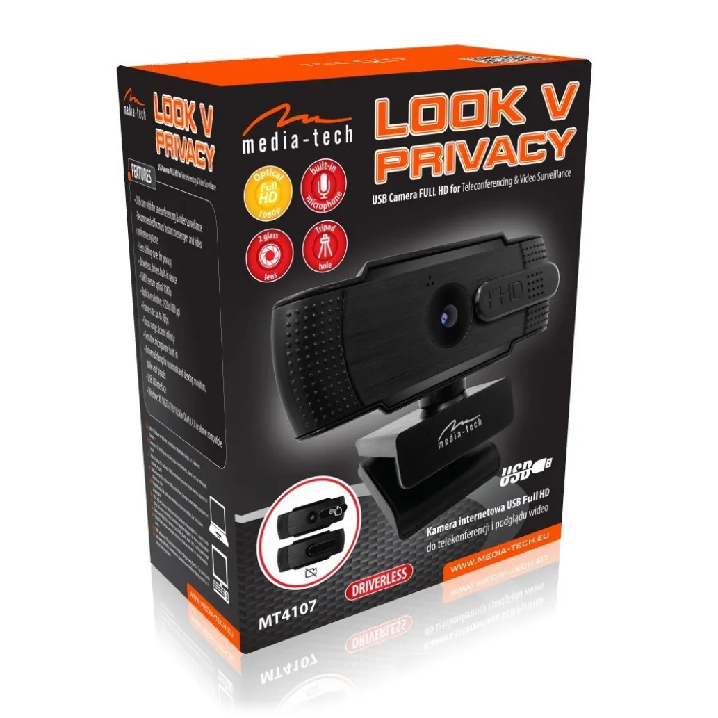 Spletna kamera Media-Tech LOOK IV 2MP FHD 30FPS USB-A črna pokrov za lečo (MT4107) Spletna kamera Media-Tech LOOK IV 2MP FHD 30FPS USB-A črna pokrov za lečo (MT4107)