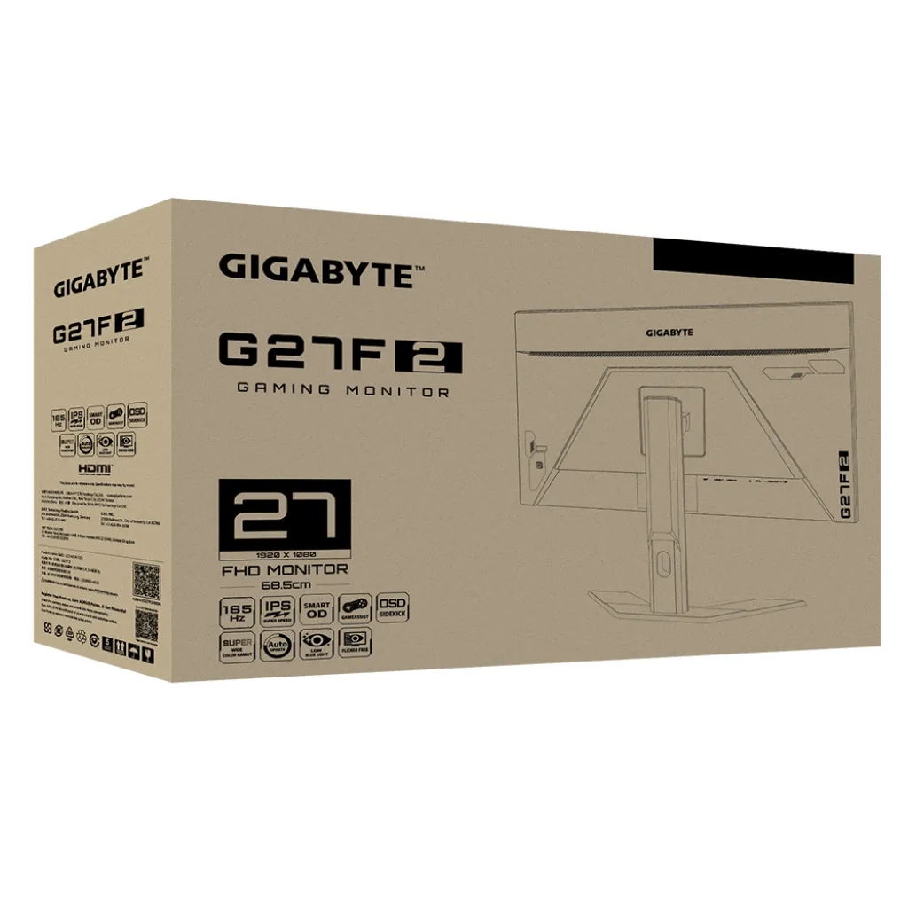 Monitor GigaByte 68,6 cm (27,0") G27F 2 1920x1080 Gaming 170Hz IPS 1ms 2xHDMI DisplayPort 2xUSB3.2 HAS sRGB130% FreeSync Premium Monitor GigaByte 68,6 cm (27,0") G27F 2 1920x1080 Gaming 170Hz IPS 1ms 2xHDMI DisplayPort 2xUSB3.2 HAS sRGB130% FreeSync Premium