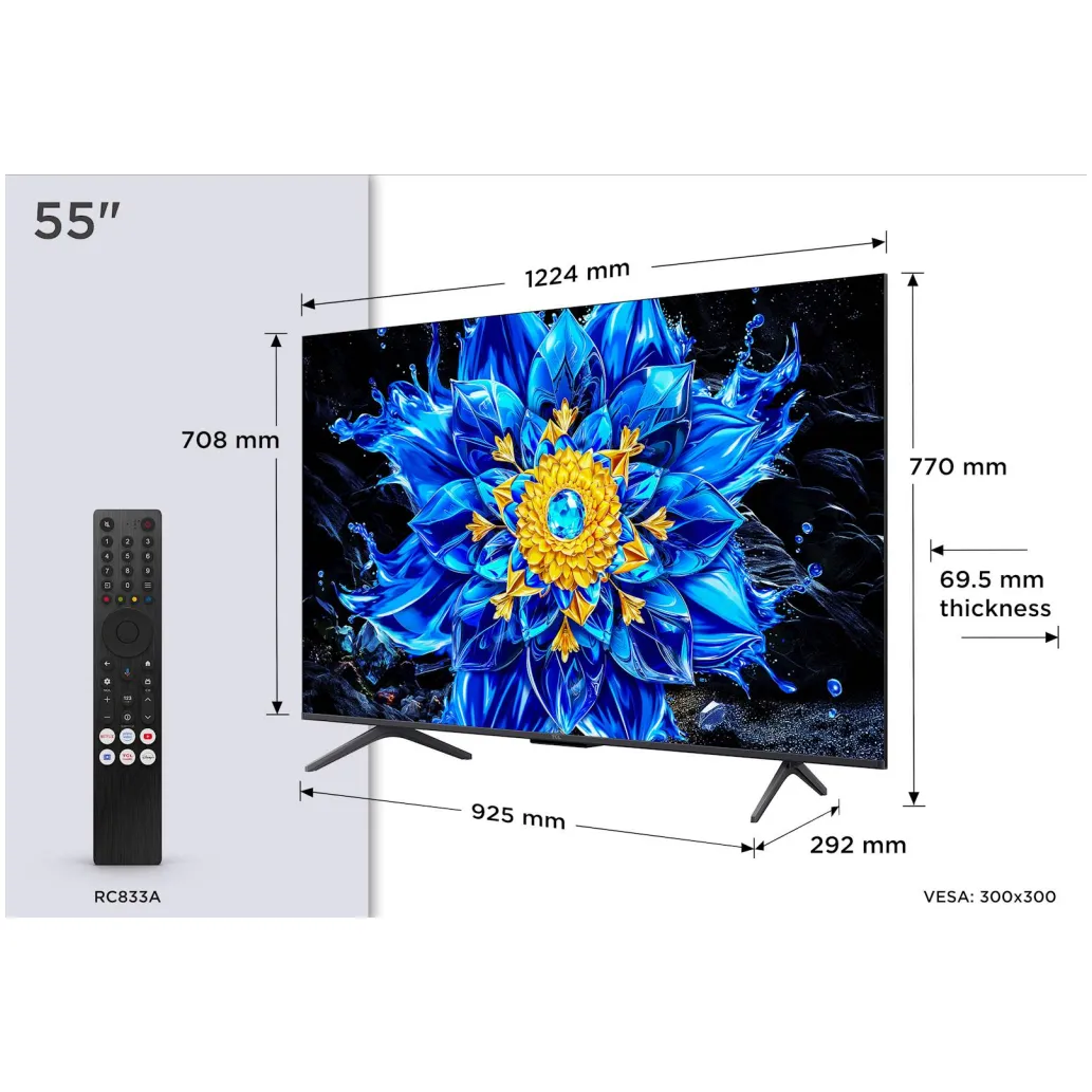 TV sprejemnik TCL 55,0" 139,7 cm 55P8L 3840x2160 QD MINI LED Google TV 4xHDMI WiFi LAN RJ45 BT TV sprejemnik TCL 55,0" 139,7 cm 55P8L 3840x2160 QD MINI LED Google TV 4xHDMI WiFi LAN RJ45 BT