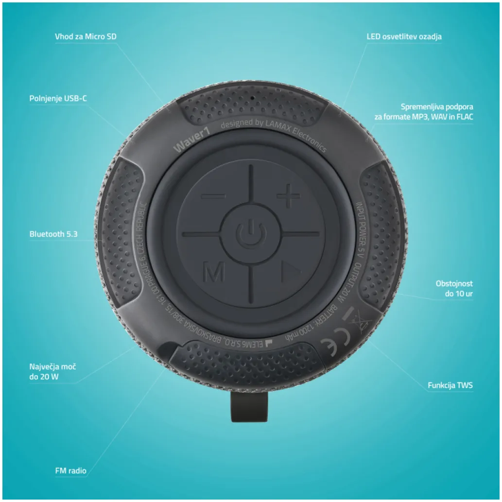Zvočnik prenosni bluetooth Lamax Waver1 20W 1.0 (črna) Zvočnik prenosni bluetooth Lamax Waver1 20W 1.0 (črna)