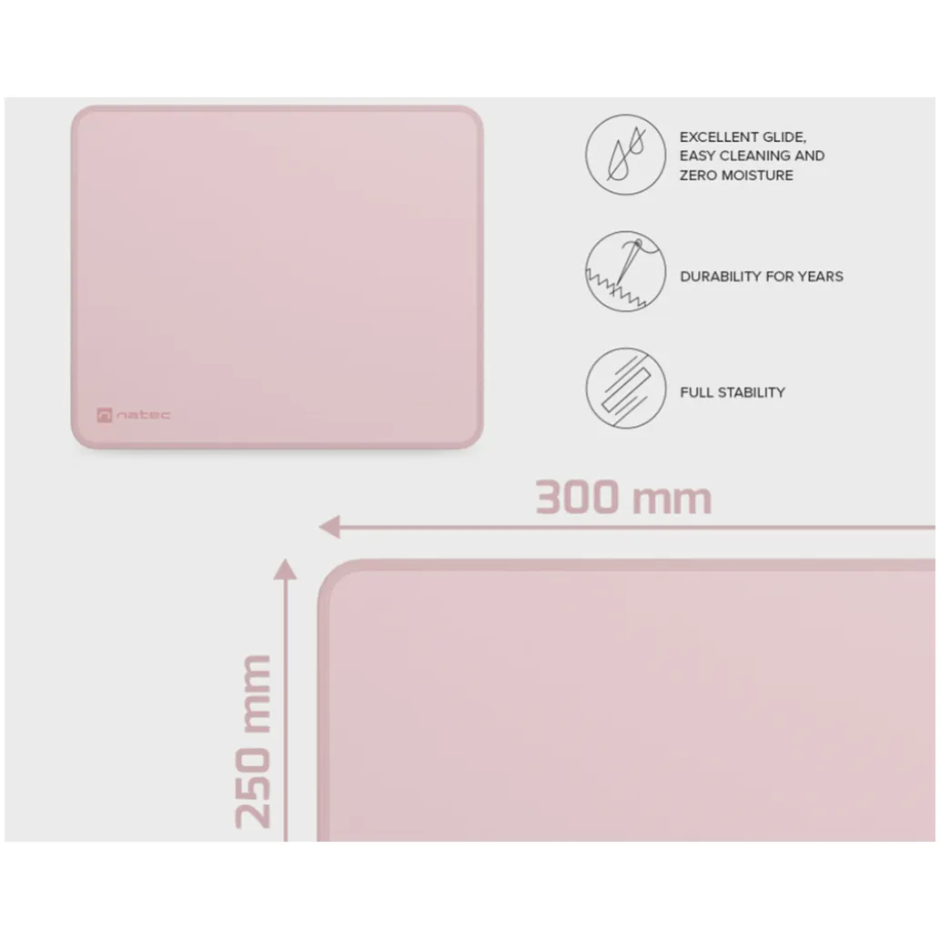 Podloga za miško NATEC tkanina 300x250mm Colors M vodoodporna roza (POD-NAT-COLORS-M-P) Podloga za miško NATEC tkanina 300x250mm Colors M vodoodporna roza (POD-NAT-COLORS-M-P)