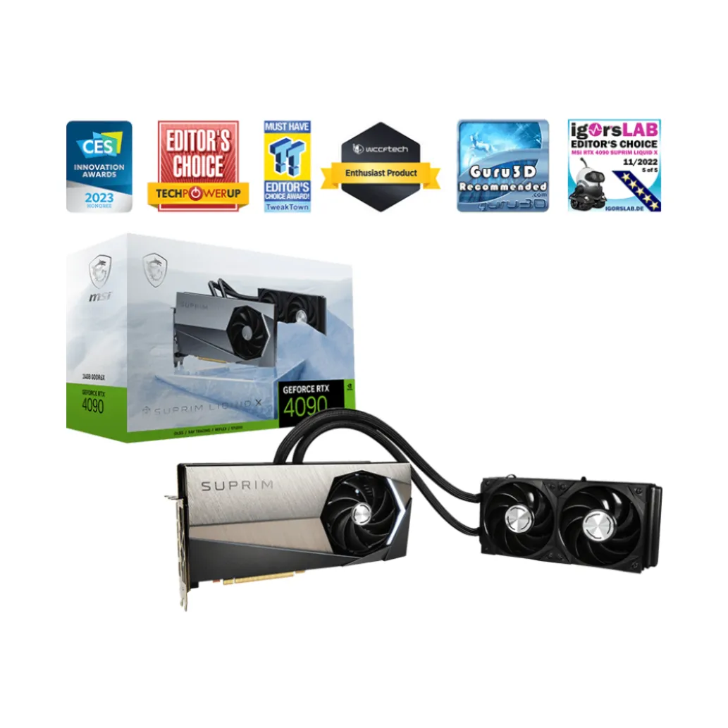 Grafična kartica nVidia RTX4090 MSI Suprim LIQUID X - 24GB GDDR6X (V510-007R) Grafična kartica nVidia RTX4090 MSI Suprim LIQUID X - 24GB GDDR6X (V510-007R)