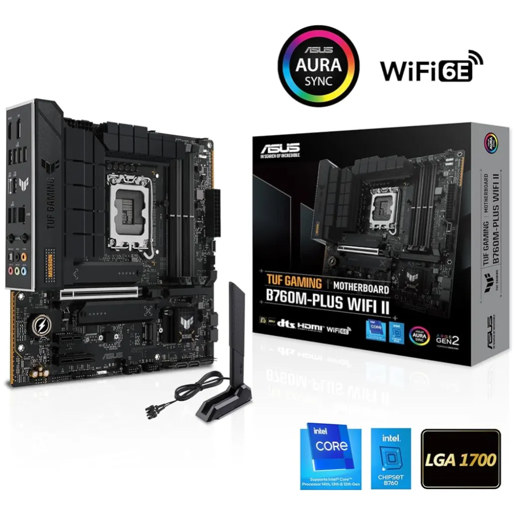 Osnovna plošča 1700 Asus TUF Gaming B760M-Plus WIFI II microATX 1xHDMI 2.1 1xDisplayPort 1.4 Osnovna plošča 1700 Asus TUF Gaming B760M-Plus WIFI II microATX 1xHDMI 2.1 1xDisplayPort 1.4