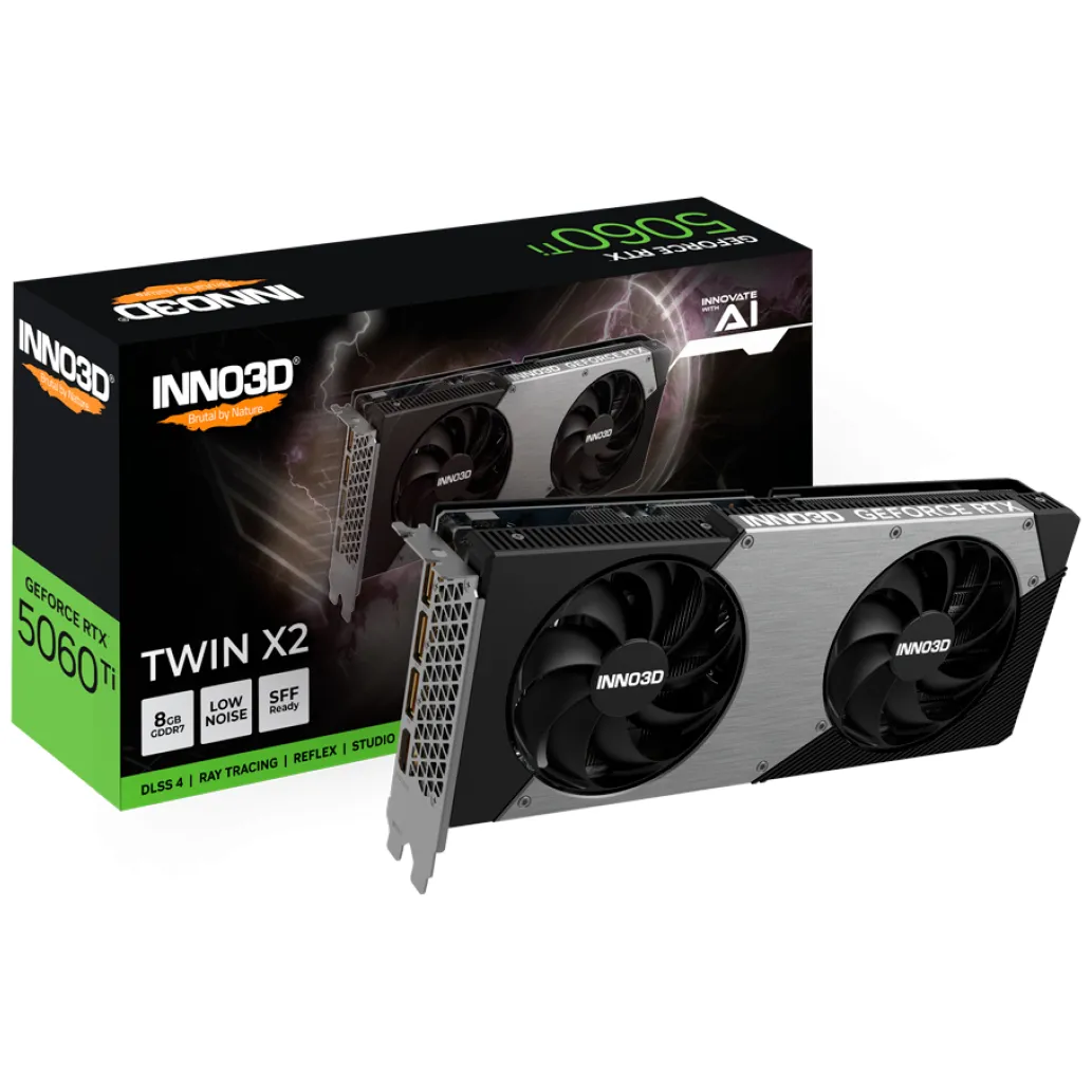 Grafična kartica nVidia RTX5060Ti Inno3D Twin X2 - 8GB GDDR7 (N506T2-08D7-193075N) Grafična kartica nVidia RTX5060Ti Inno3D Twin X2 - 8GB GDDR7 (N506T2-08D7-193075N)
