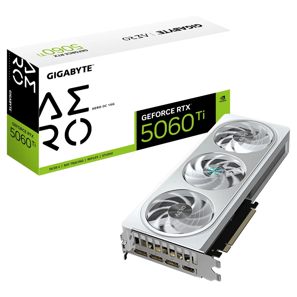 Grafična kartica nVidia RTX5060Ti GigaByte AERO OC bela - 16GB GDDR7 (GV-N506TAERO OC-16GD) Grafična kartica nVidia RTX5060Ti GigaByte AERO OC bela - 16GB GDDR7 (GV-N506TAERO OC-16GD)