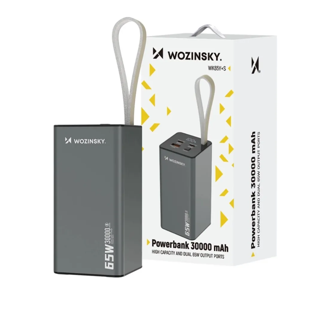 Prenosna baterija Wozinsky K65+ 65W 30000mAh 2xUSB-C 1xUSB-A siv Prenosna baterija Wozinsky K65+ 65W 30000mAh 2xUSB-C 1xUSB-A siv