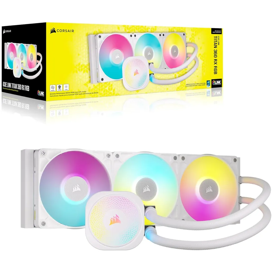 Vodno hlajenje Corsair iCUE LINK TITAN RX - 360mm RGB bela (CW-9061021-WW) Vodno hlajenje Corsair iCUE LINK TITAN RX - 360mm RGB bela (CW-9061021-WW)
