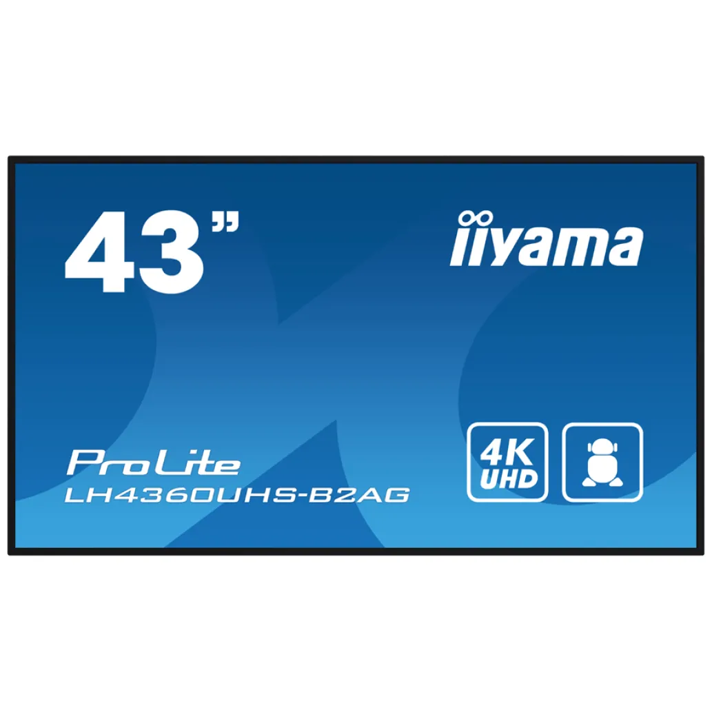 Monitor Iiyama 108 cm (42,5") LH4360UHS-B2AG 3840x2160 LFD VA 6,5ms 3xHDMI 2xUSB2.0 Zvočniki 2x10W NTSC87% RJ45 RS-232 ProLite Monitor Iiyama 108 cm (42,5") LH4360UHS-B2AG 3840x2160 LFD VA 6,5ms 3xHDMI 2xUSB2.0 Zvočniki 2x10W NTSC87% RJ45 RS-232 ProLite