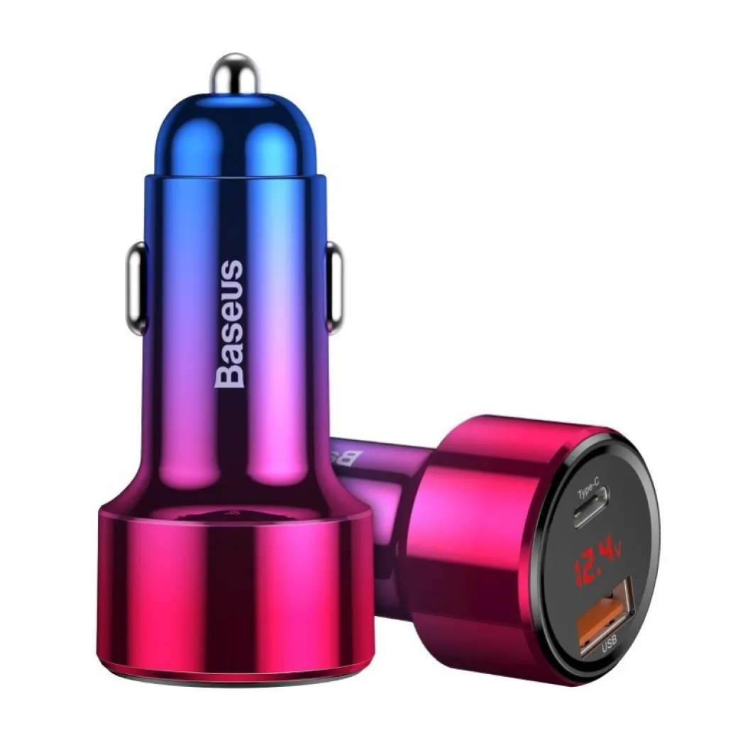 Avto polnilec 12V/24V => USB-A + USB-C 45W PD + QC4 Baseus - rdeč/črn (CCMLC20C-09) EOLS-P Avto polnilec 12V/24V => USB-A + USB-C 45W PD + QC4 Baseus - rdeč/črn (CCMLC20C-09) EOLS-P
