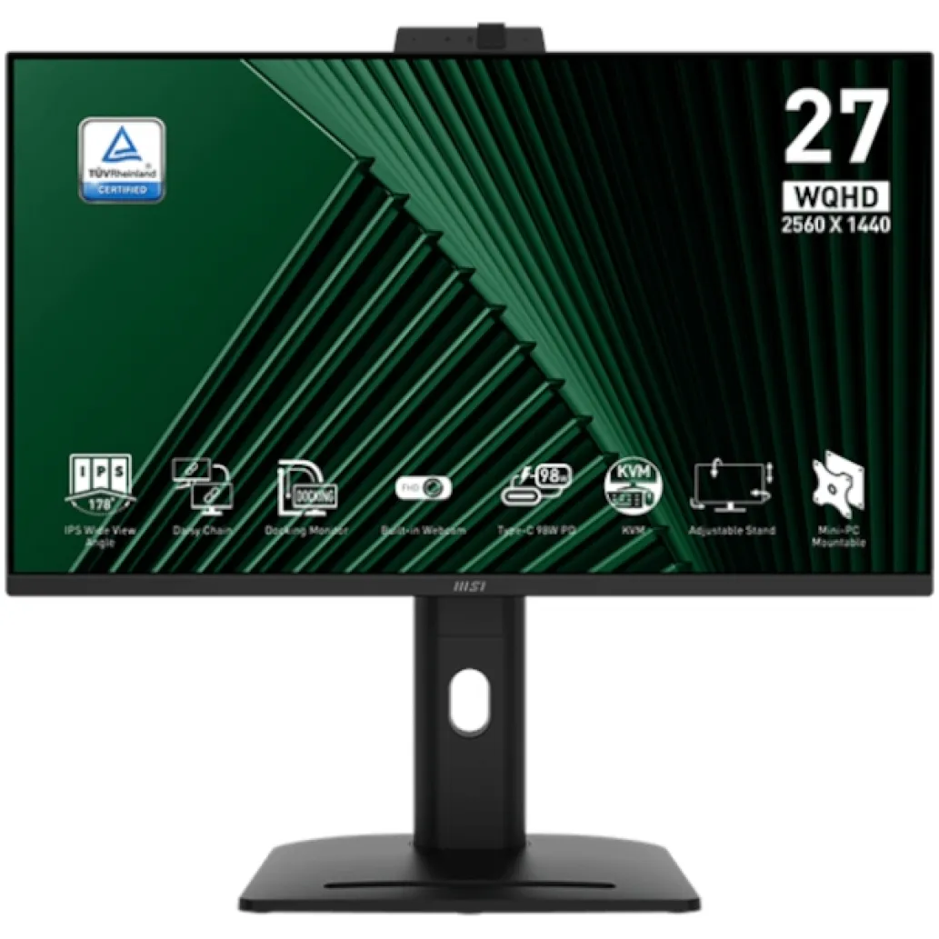 Monitor MSI 17,8 cm (7") MP275QPDG 2560x1440 100Hz IPS 1ms 2xHDMI DisplayPort USB-C 98W DP-Out 4xUSB3.2 Pivot Kamera Zvočniki RJ45 KVM HDR PRO Monitor MSI 17,8 cm (7") MP275QPDG 2560x1440 100Hz IPS 1ms 2xHDMI DisplayPort USB-C 98W DP-Out 4xUSB3.2 Pivot Kamera Zvočniki RJ45 KVM HDR PRO