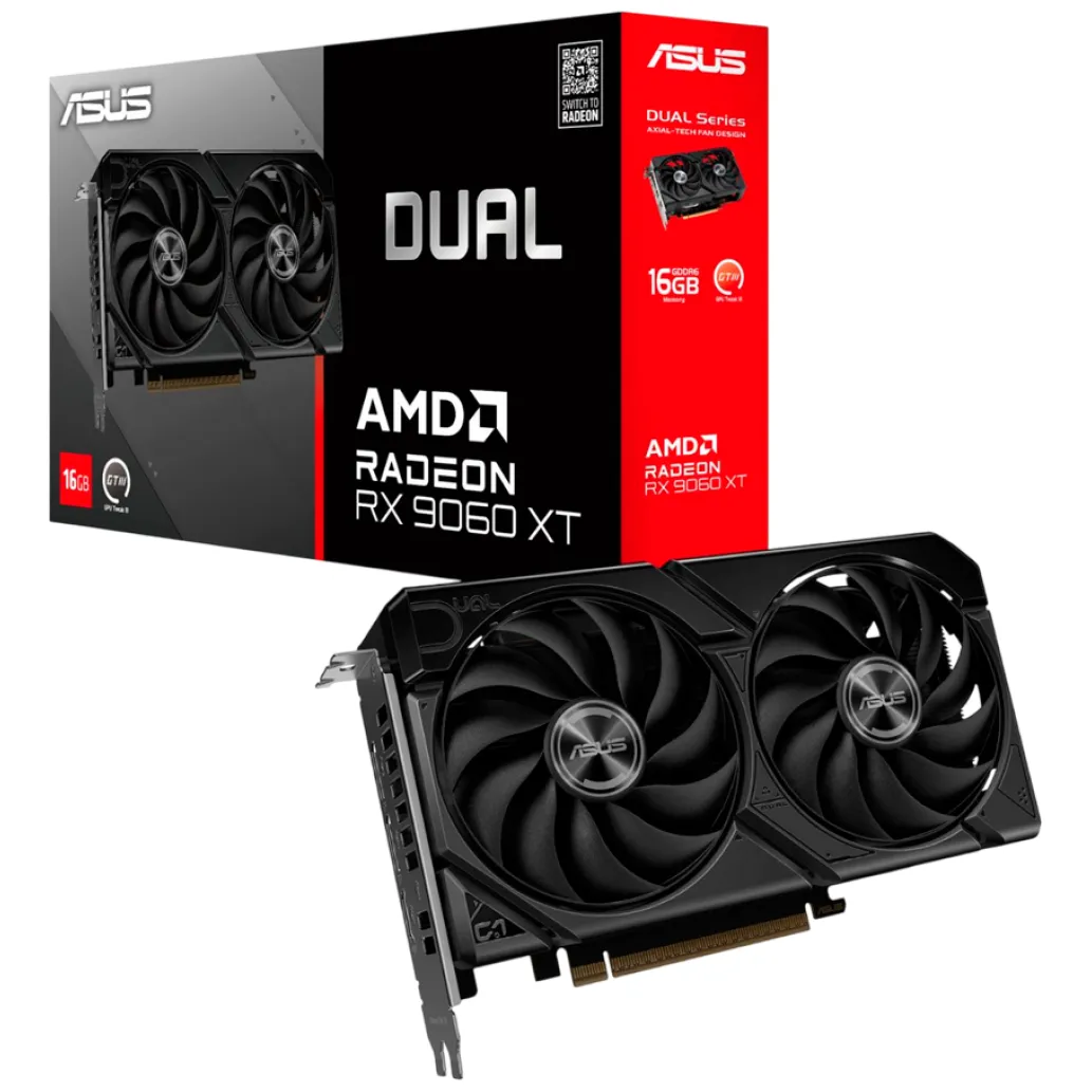 Grafična kartica AMD RX9060 XT Asus Dual - 16GB GDDR6 | 1xHDMI 2.1b 2xDisplayport 2.1a (DUAL-RX9060XT-16G) Grafična kartica AMD RX9060 XT Asus Dual - 16GB GDDR6 | 1xHDMI 2.1b 2xDisplayport 2.1a (DUAL-RX9060XT-16G)