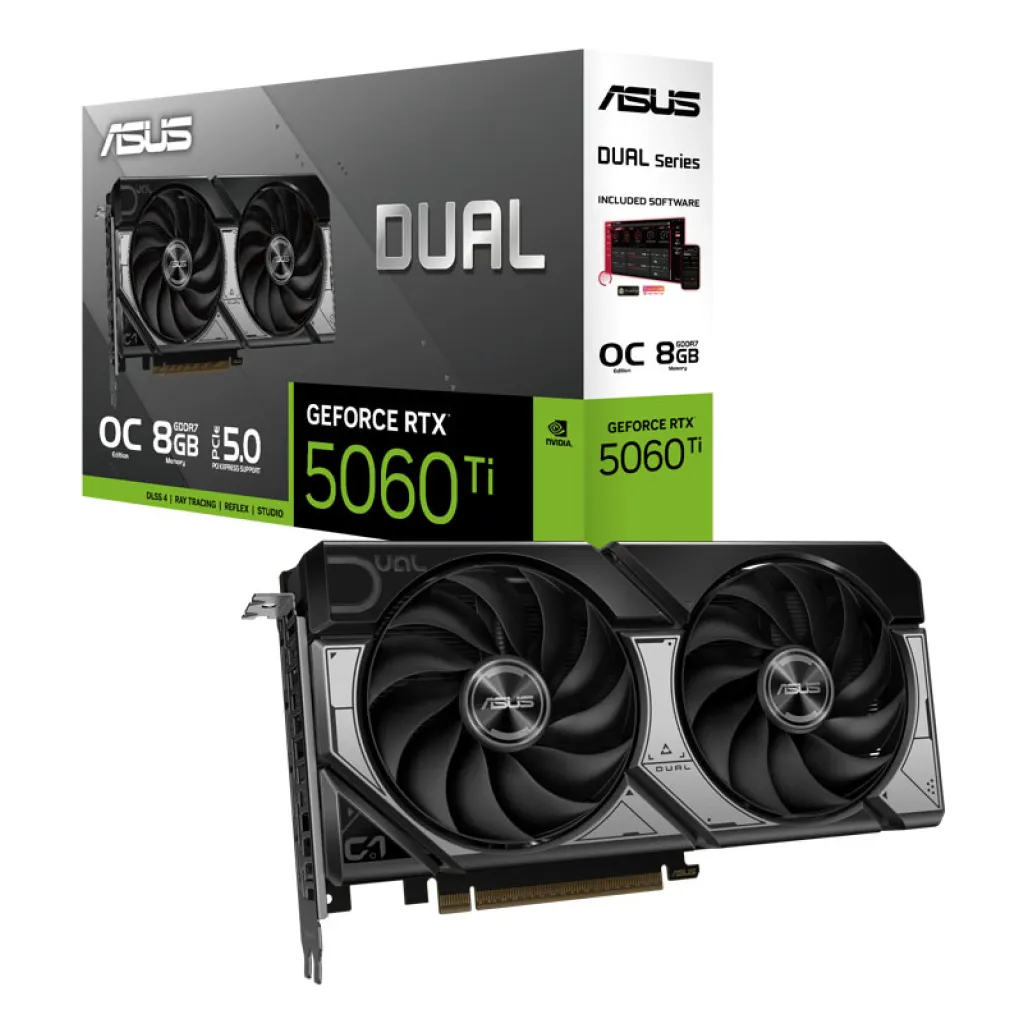 Grafična kartica nVidia RTX5060Ti Asus Dual OC Edition - 8GB GDDR7 (90YV0MP2-M0NA00) Grafična kartica nVidia RTX5060Ti Asus Dual OC Edition - 8GB GDDR7 (90YV0MP2-M0NA00)