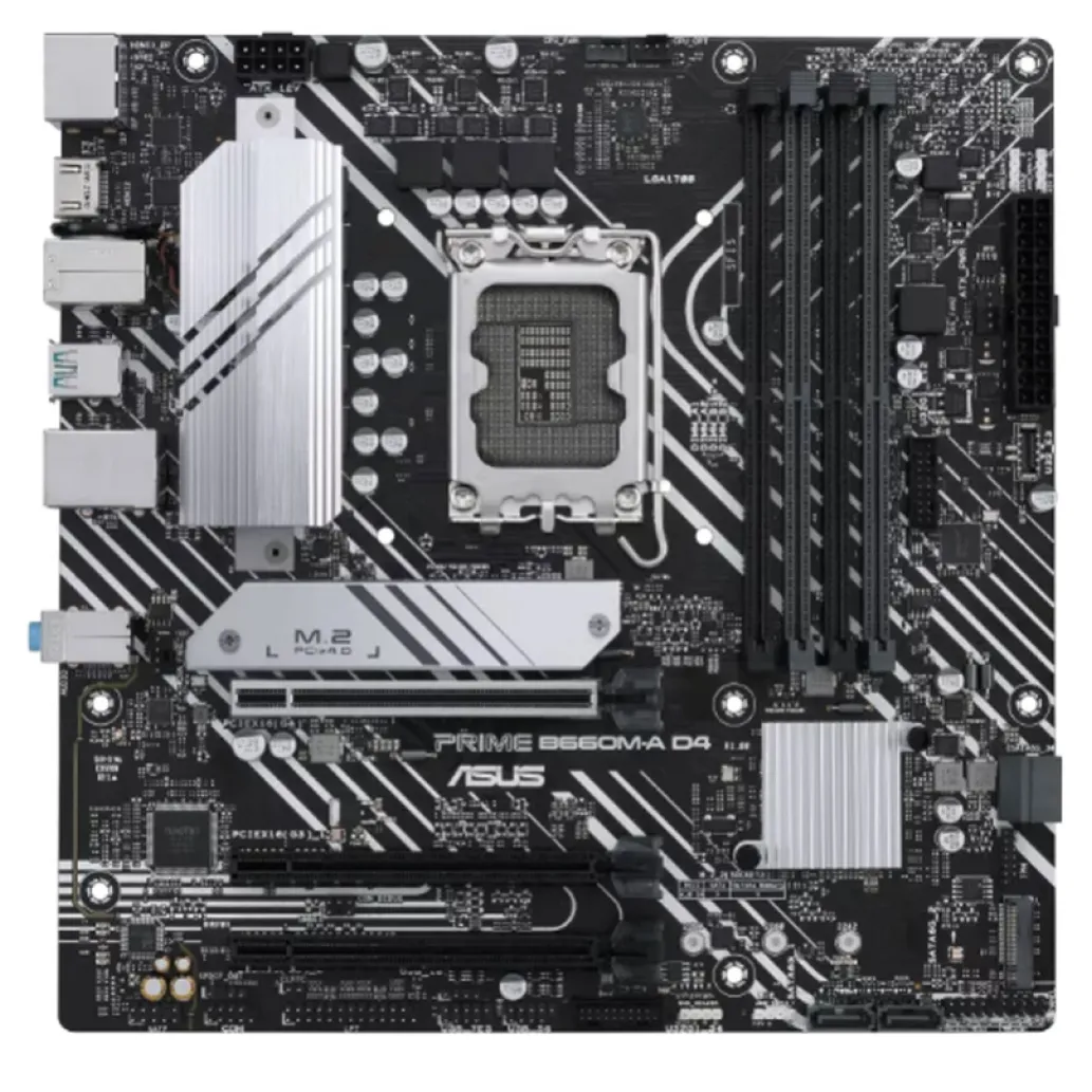 Osnovna plošča 1700 Asus PRIME B660M-A D4 microATX VGA 2xHDMI DisplayPort Osnovna plošča 1700 Asus PRIME B660M-A D4 microATX VGA 2xHDMI DisplayPort