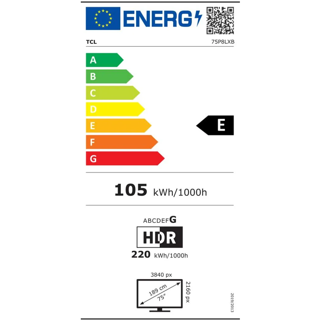 TV sprejemnik TCL 75,0" 190,5 cm 75P8L 3840x2160 QD Mini LED Google TV 4xHDMI USB BT WiFi HDR10+ TV sprejemnik TCL 75,0" 190,5 cm 75P8L 3840x2160 QD Mini LED Google TV 4xHDMI USB BT WiFi HDR10+