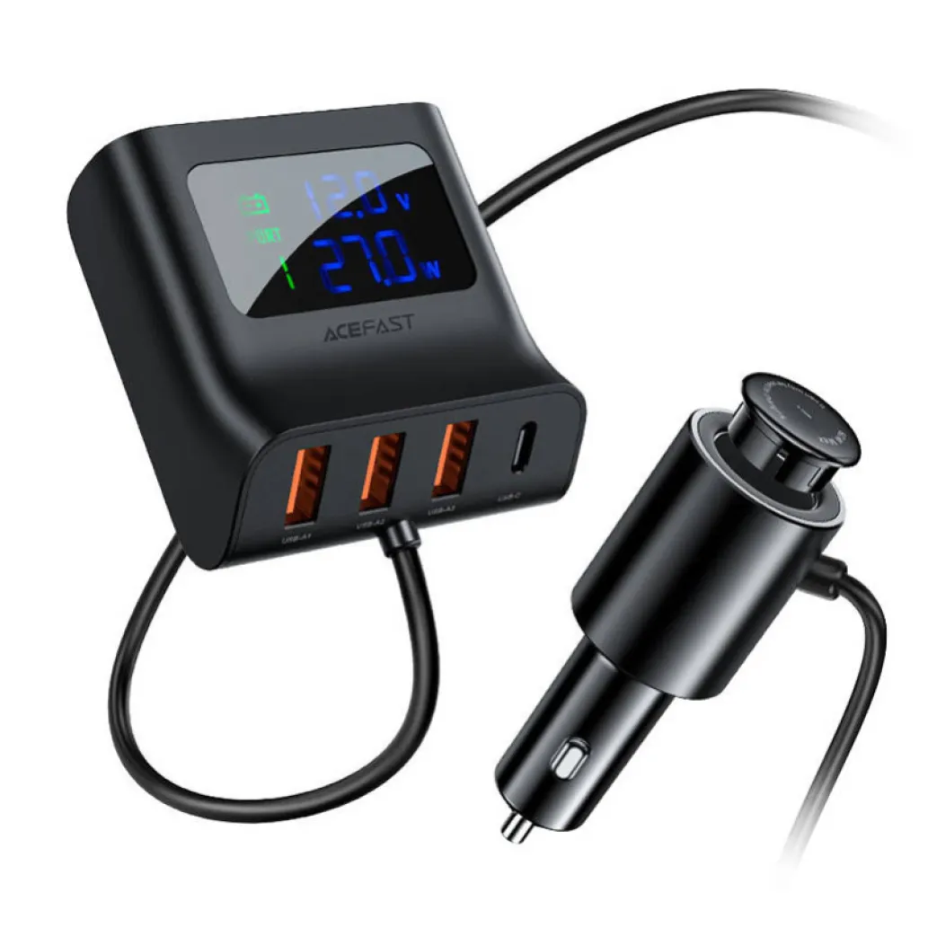 Avto polnilec 12V/24V => 3x USB-A + USB-C 90W PD3 + PPS + QC3 Acefast (B8) Avto polnilec 12V/24V => 3x USB-A + USB-C 90W PD3 + PPS + QC3 Acefast (B8)