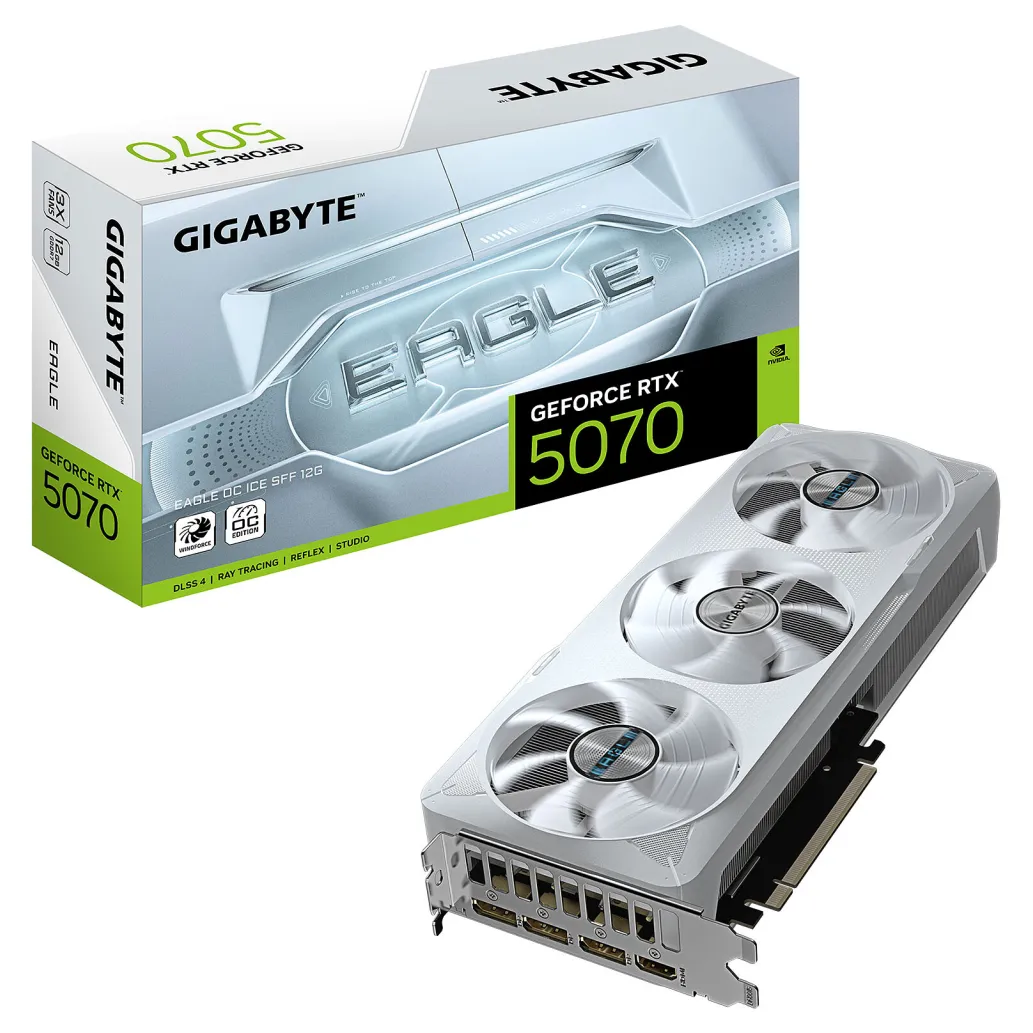 Grafična kartica nVidia RTX5070 GigaByte Eagle OC Ice SFF Bela - 12GB GDDR7 (GV-N5070EAGLEOC ICE-12GD) Grafična kartica nVidia RTX5070 GigaByte Eagle OC Ice SFF Bela - 12GB GDDR7 (GV-N5070EAGLEOC ICE-12GD)