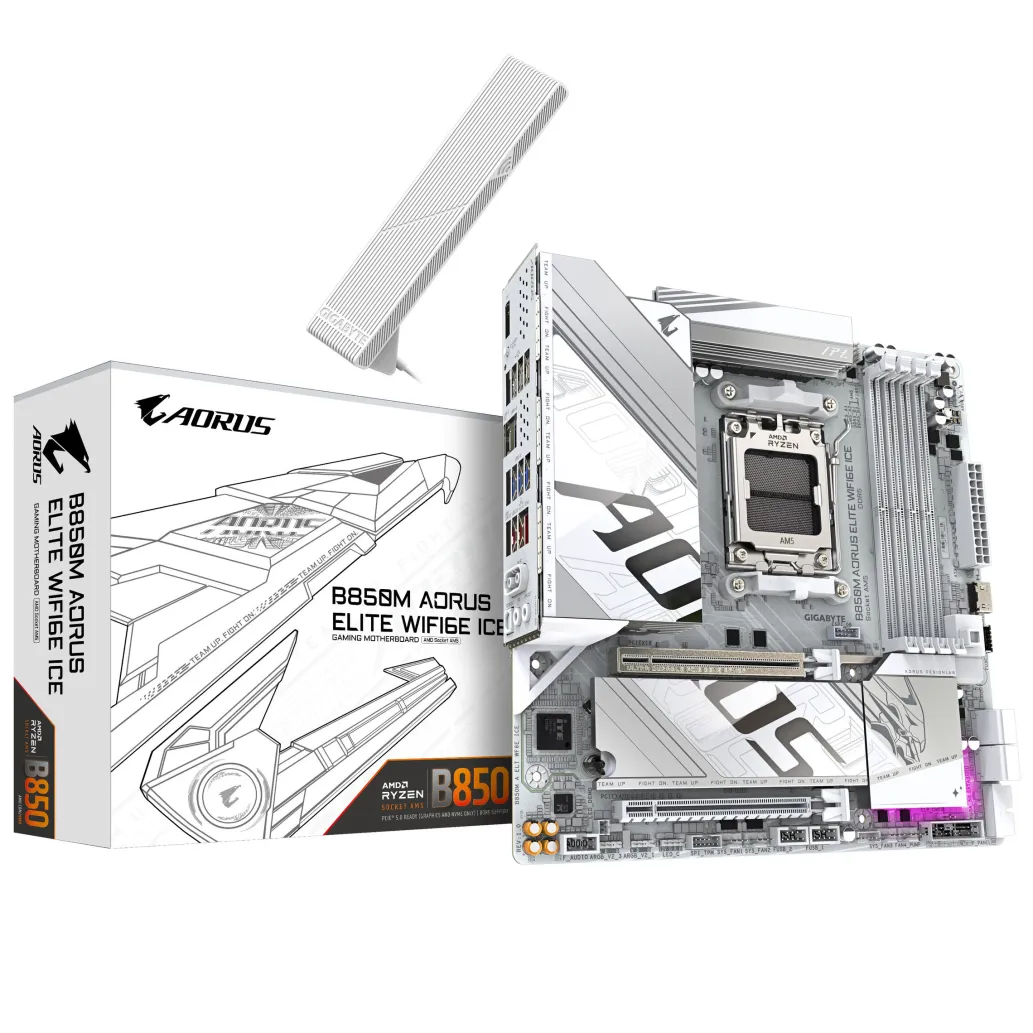 Osnovna plošča AM5 GigaByte B850M Aorus Elite WiFi6E ICE microATX 1xHDMI 1xDisplayPort Osnovna plošča AM5 GigaByte B850M Aorus Elite WiFi6E ICE microATX 1xHDMI 1xDisplayPort