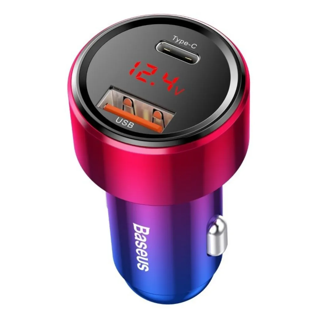 Avto polnilec 12V/24V => USB-A + USB-C 45W PD + QC4 Baseus - rdeč/črn (CCMLC20C-09) EOLS-P Avto polnilec 12V/24V => USB-A + USB-C 45W PD + QC4 Baseus - rdeč/črn (CCMLC20C-09) EOLS-P