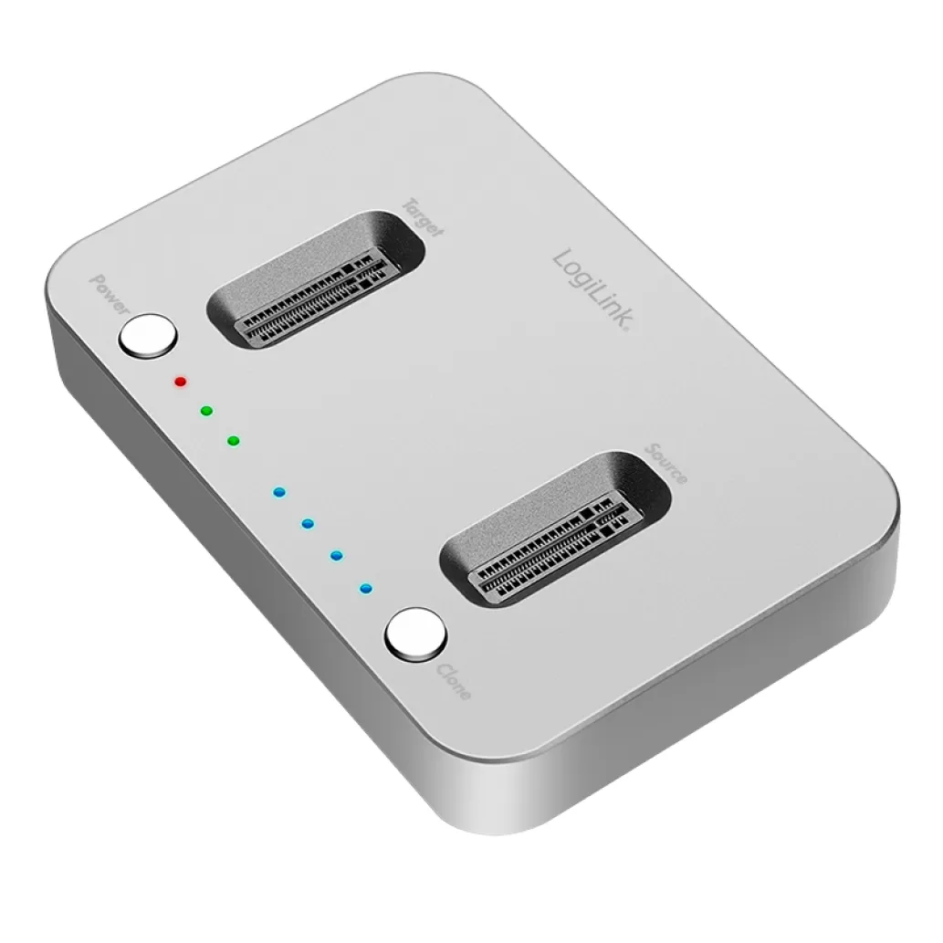 Čitalec diskov USB-C 3.2 Gen2 => 2x M Key 2230/2242/2260/2280 8TB/vhod Logilink Docking Station srebrna (QP0033) Čitalec diskov USB-C 3.2 Gen2 => 2x M Key 2230/2242/2260/2280 8TB/vhod Logilink Docking Station srebrna (QP0033)