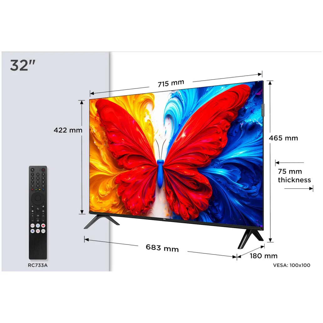 TV sprejemnik TCL 32,0" 81,3 cm 32S5L 1920x1080 QLED Android TV 2xHDMI USB BT WiFi HDR10 TV sprejemnik TCL 32,0" 81,3 cm 32S5L 1920x1080 QLED Android TV 2xHDMI USB BT WiFi HDR10