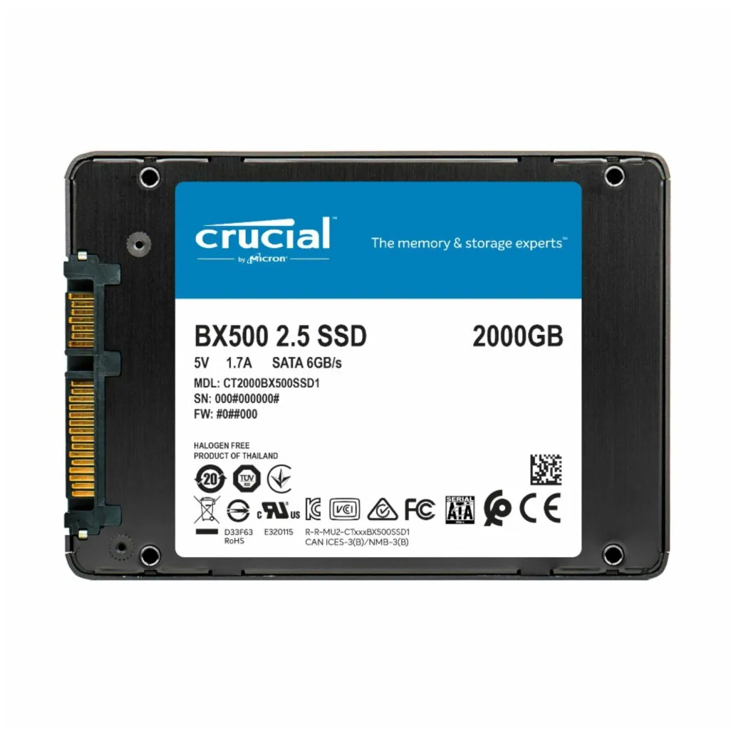 Disk SSD 6,4cm (2,5") SATA3 2TB Crucial BX500 2,5" 540/500MB/s (CT2000BX500SSD1) Disk SSD 6,4cm (2,5") SATA3 2TB Crucial BX500 2,5" 540/500MB/s (CT2000BX500SSD1)