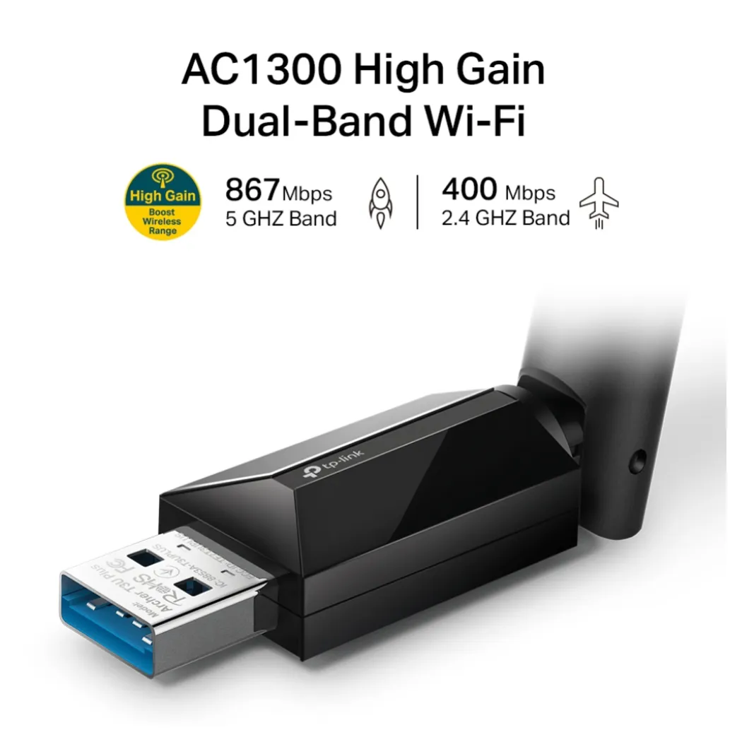 Brezžični mrežni adapter USB 3.0 TP-Link Archer WiFi5 802.11ac AC1300 1x antena (Archer T3U Plus) Brezžični mrežni adapter USB 3.0 TP-Link Archer WiFi5 802.11ac AC1300 1x antena (Archer T3U Plus)