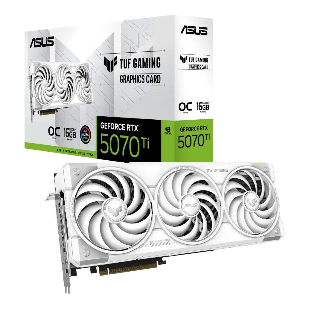 Grafična kartica nVidia RTX5070Ti Asus TUF OC Edition bela - 16GB GDDR7 (90YV0MD3-M0NA00) Grafična kartica nVidia RTX5070Ti Asus TUF OC Edition bela - 16GB GDDR7 (90YV0MD3-M0NA00)