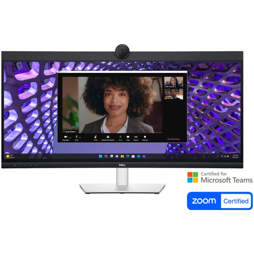 Monitor Dell 86,7 cm (34,14") P3424WEB 3440x1440 Curved konferenca IPS 5ms HDMI DisplayPort USB-C 90W 4xUSB3.2 HAS Kamera Zvočniki 2x5W 3H sRGB99% RJ45 KVM Zoom in Teams certificiran Monitor Dell 86,7 cm (34,14") P3424WEB 3440x1440 Curved konferenca IPS 5ms HDMI DisplayPort USB-C 90W 4xUSB3.2 HAS Kamera Zvočniki 2x5W 3H sRGB99% RJ45 KVM Zoom in Teams certificiran