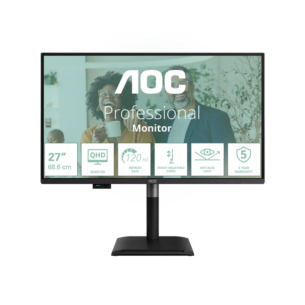 Monitor AOC 17,8 cm (7") Q27P4CV 2560x1440 120Hz IPS 4ms HDMI DisplayPort USB-C 100W 4xUSB3.2 USB-C-Out Pivot Zvočniki 3H DCI-P3-95,6% AdaptiveSync RJ45 KVM HDR P4 Monitor AOC 17,8 cm (7") Q27P4CV 2560x1440 120Hz IPS 4ms HDMI DisplayPort USB-C 100W 4xUSB3.2 USB-C-Out Pivot Zvočniki 3H DCI-P3-95,6% AdaptiveSync RJ45 KVM HDR P4
