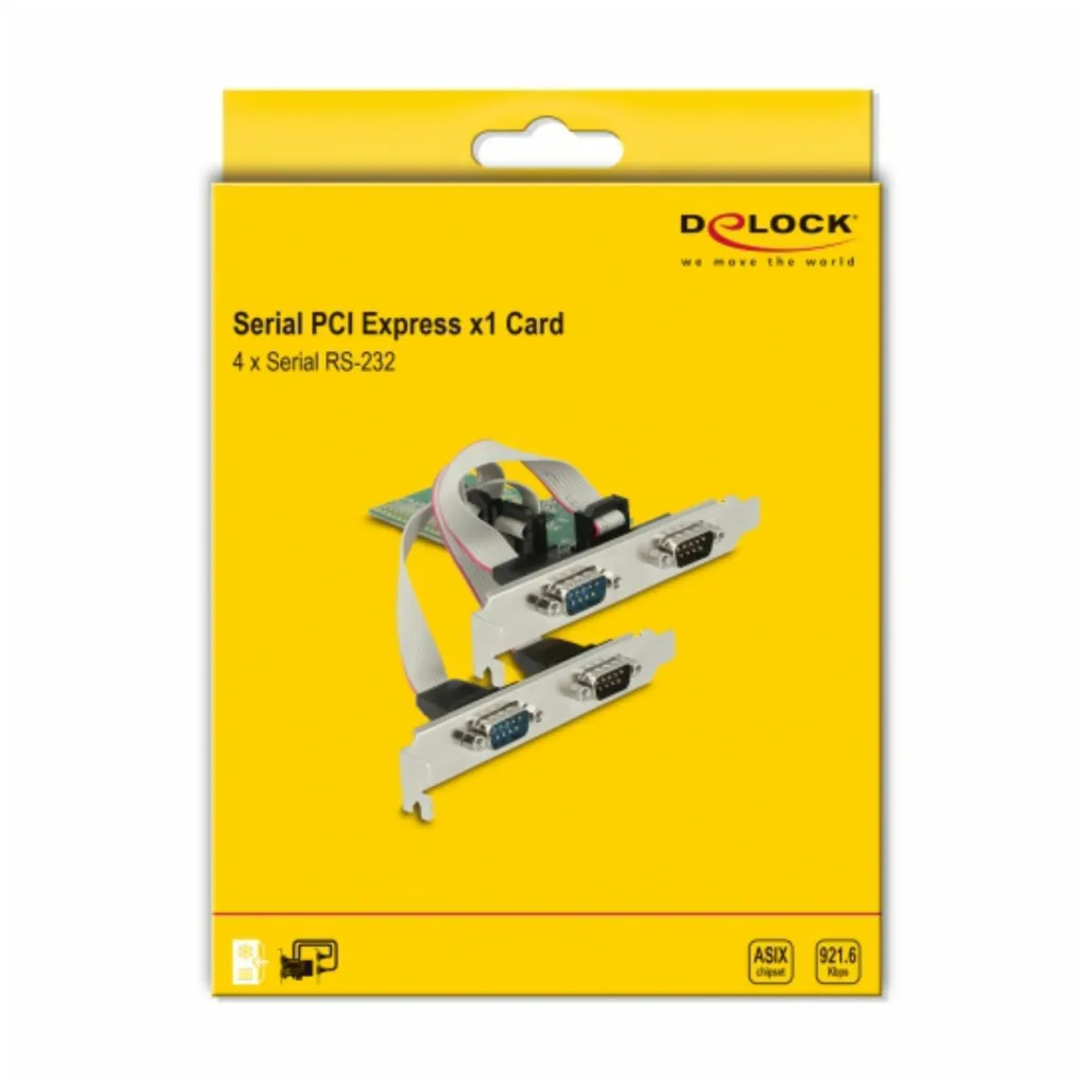 Kontroler PCI-Express => 4x serijski COM port RS232 9pin Delock + Low Profile 89557 Kontroler PCI-Express => 4x serijski COM port RS232 9pin Delock + Low Profile 89557