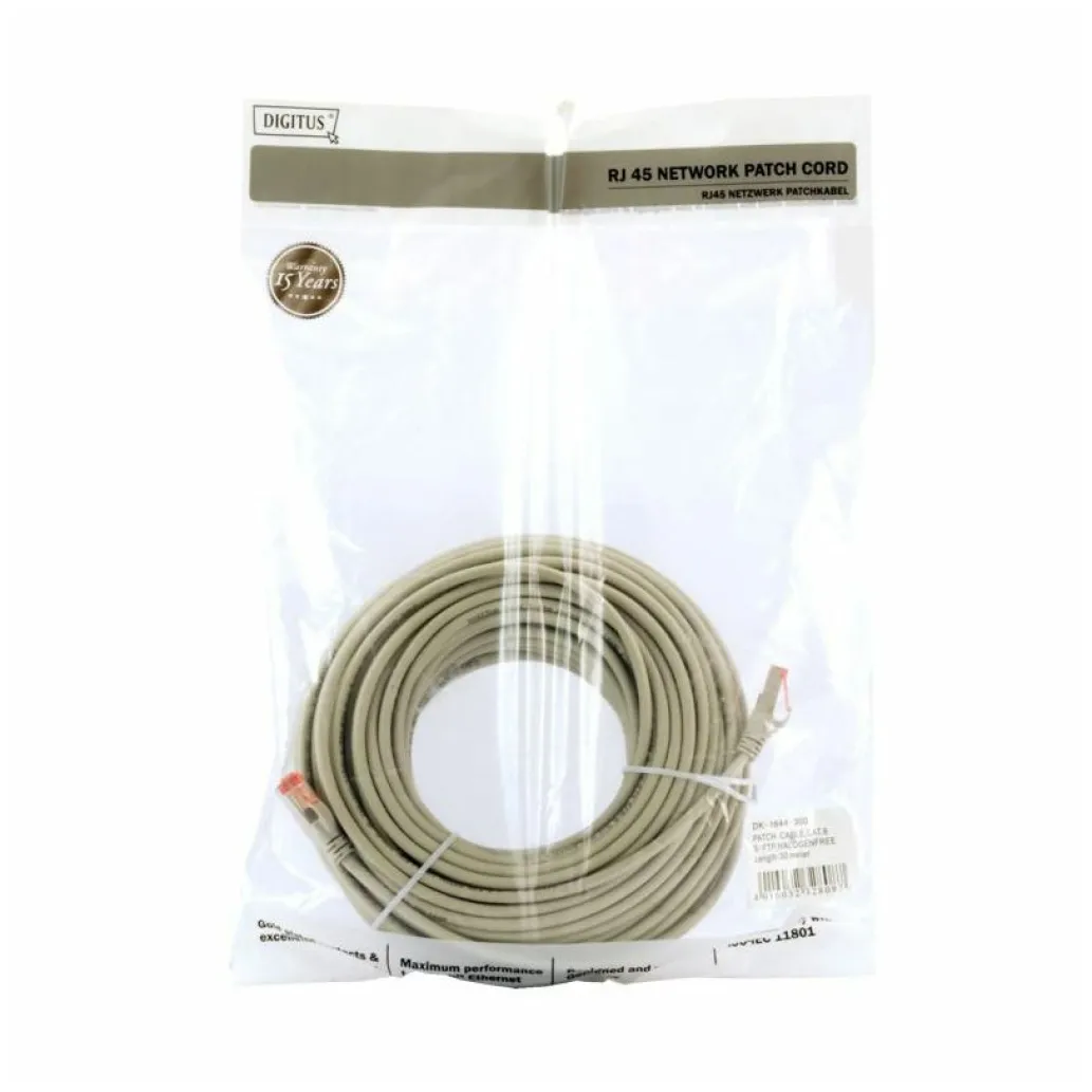 KABEL PATCH SFTP Cat 6 30m RJ45 Digitus siv (DK-1644-300) KABEL PATCH SFTP Cat 6 30m RJ45 Digitus siv (DK-1644-300)