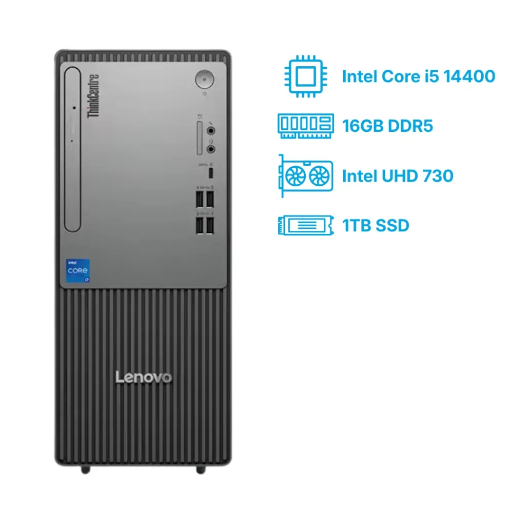 Računalnik Lenovo Tower TC Neo 50t i5-14400/B760/16GB-DDR5/16GB/1TB/-/CR/Intel 730 HDMI DP USB-C/RJ45/180W-85%/Win11Pro siva 12UD000YPB Računalnik Lenovo Tower TC Neo 50t i5-14400/B760/16GB-DDR5/16GB/1TB/-/CR/Intel 730 HDMI DP USB-C/RJ45/180W-85%/Win11Pro siva 12UD000YPB