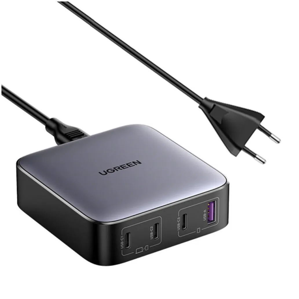 Hišni polnilec 100-240V => 1x USB-A (ž) 3x USB-C 100W GaN II Nexode Charger Ugreen CD328 - črn (90928B) Hišni polnilec 100-240V => 1x USB-A (ž) 3x USB-C 100W GaN II Nexode Charger Ugreen CD328 - črn (90928B)