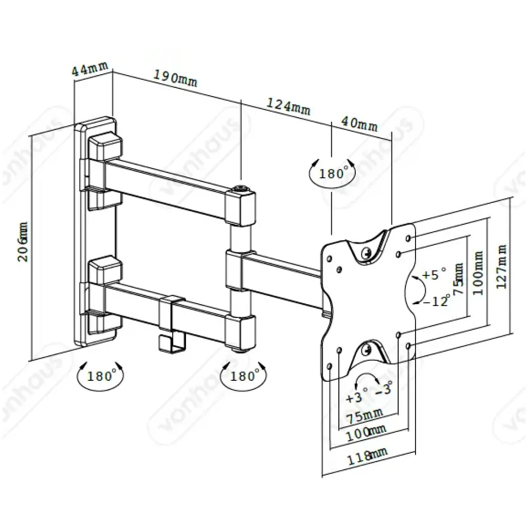 Nosilec stenski VonHaus za monitor 23"-27" do 20kg pregibni (3000245) Nosilec stenski VonHaus za monitor 23"-27" do 20kg pregibni (3000245)