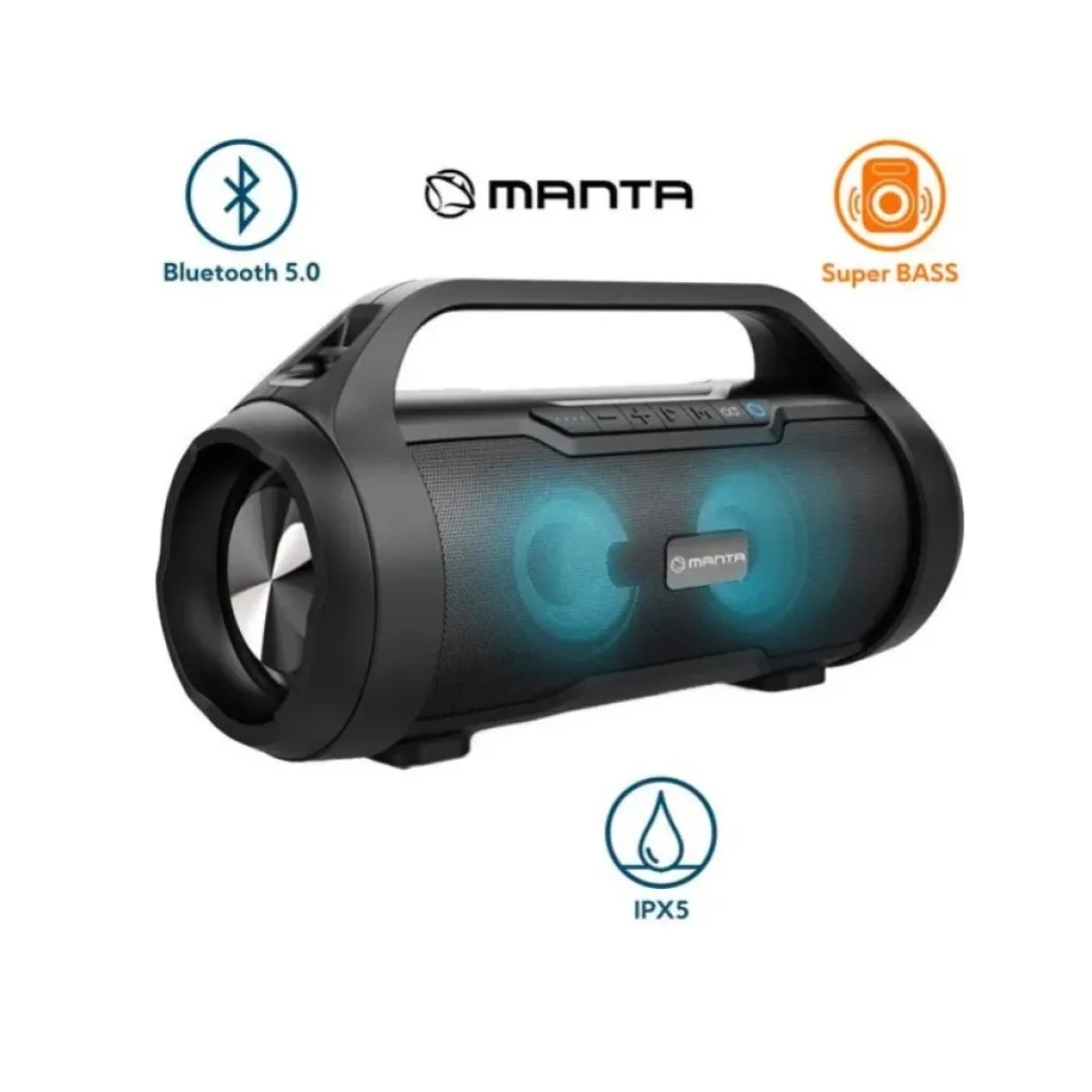 MANTA Boombox SPK215 Bluetooth 5.0 USB/MicroSD/AUX/Radio FM baterija do 20ur 30W RMS TWS IPX5 MANTA Boombox SPK215 Bluetooth 5.0 USB/MicroSD/AUX/Radio FM baterija do 20ur 30W RMS TWS IPX5