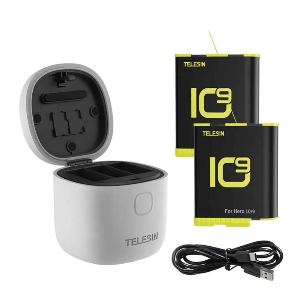 Polnilec za GoPro Hero 9 / Hero 10 baterije vodotesen 3-slot Allin box + 2 bateriji (GP-BTR-905-GY-B) Polnilec za GoPro Hero 9 / Hero 10 baterije vodotesen 3-slot Allin box + 2 bateriji (GP-BTR-905-GY-B)