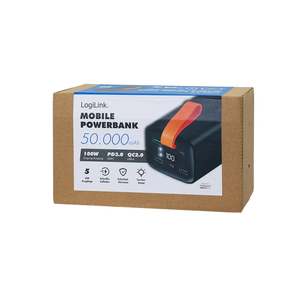 Prenosna baterija Logilink 50000mAh 100W PD 3xUSB-A 2xUSB-C LED zaslon črna (PA0351) Prenosna baterija Logilink 50000mAh 100W PD 3xUSB-A 2xUSB-C LED zaslon črna (PA0351)