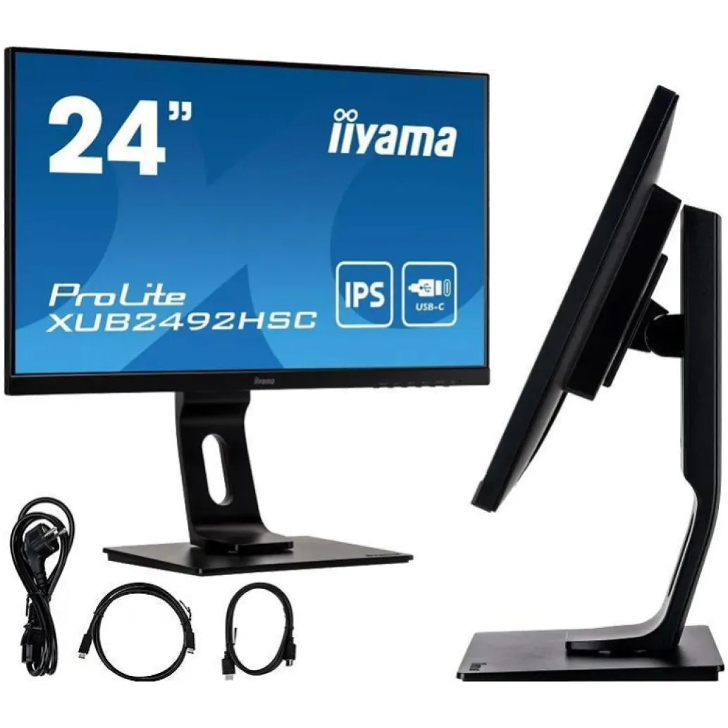Monitor Iiyama 60,5 cm (23,8") XUB2492HSC-B1 1920x1080 75Hz IPS 4ms HDMI DisplayPort USB-C 65W 2xUSB3.0 Pivot Zvočniki sRGB99% ProLite Monitor Iiyama 60,5 cm (23,8") XUB2492HSC-B1 1920x1080 75Hz IPS 4ms HDMI DisplayPort USB-C 65W 2xUSB3.0 Pivot Zvočniki sRGB99% ProLite