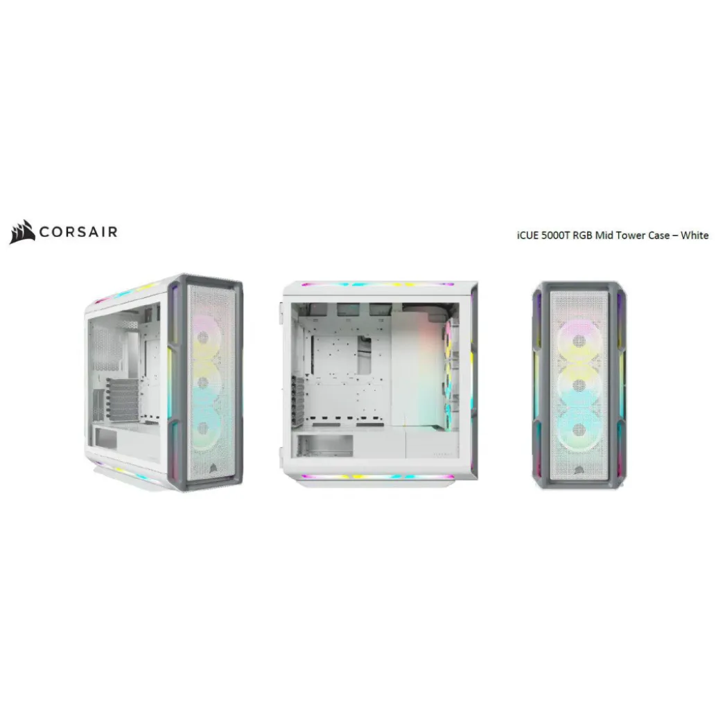 Ohišje Corsair CUE 5000T ATX - bela RGB Ohišje Corsair CUE 5000T ATX - bela RGB