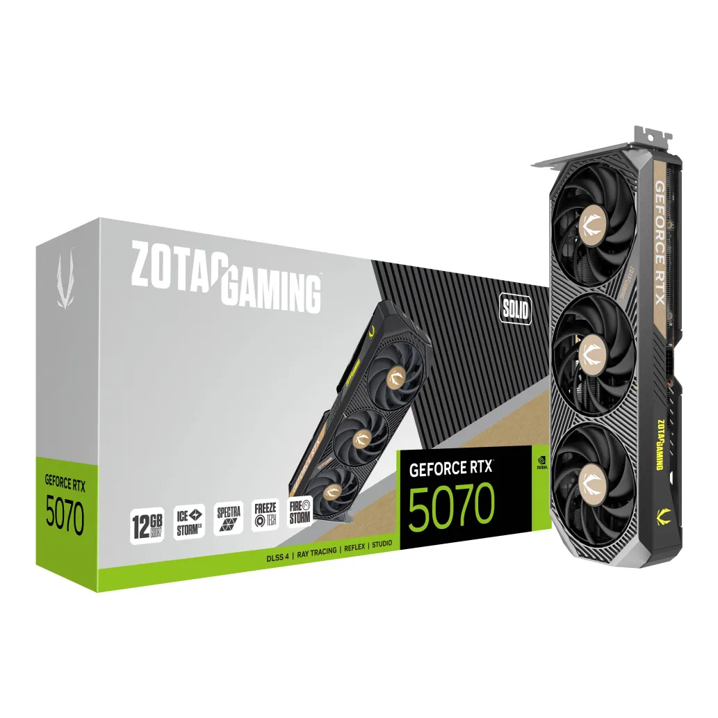 Grafična kartica nVidia RTX5070 Zotac Solid Gaming - 12GB GDDR7 (ZT-B50700D-10P) Grafična kartica nVidia RTX5070 Zotac Solid Gaming - 12GB GDDR7 (ZT-B50700D-10P)